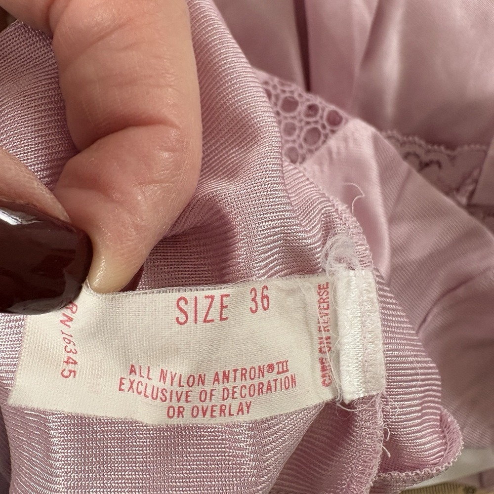 Vintage Pink Nylon Full Slip Lace Bodice Antron III Size 36 Romantic - Picture 9 of 12